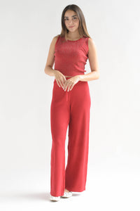 Fashion Styled Set Pantalón y Blusa punto brillos Rojo
