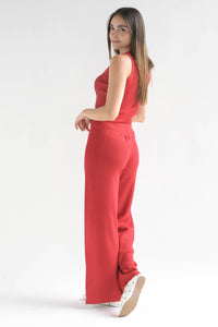 Fashion Styled Set Pantalón y Blusa punto brillos Rojo