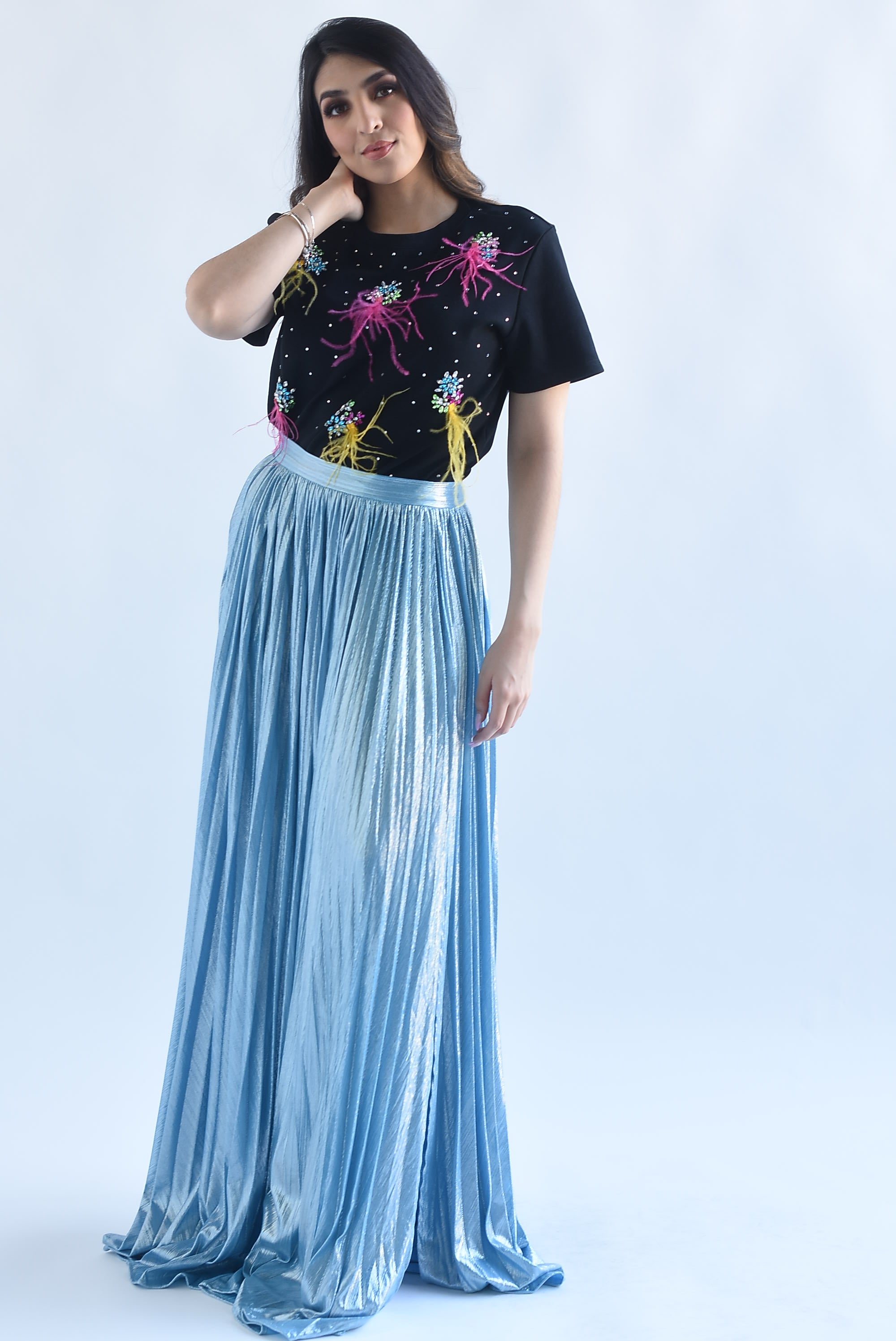 Maxifalda metálica Azul Baby