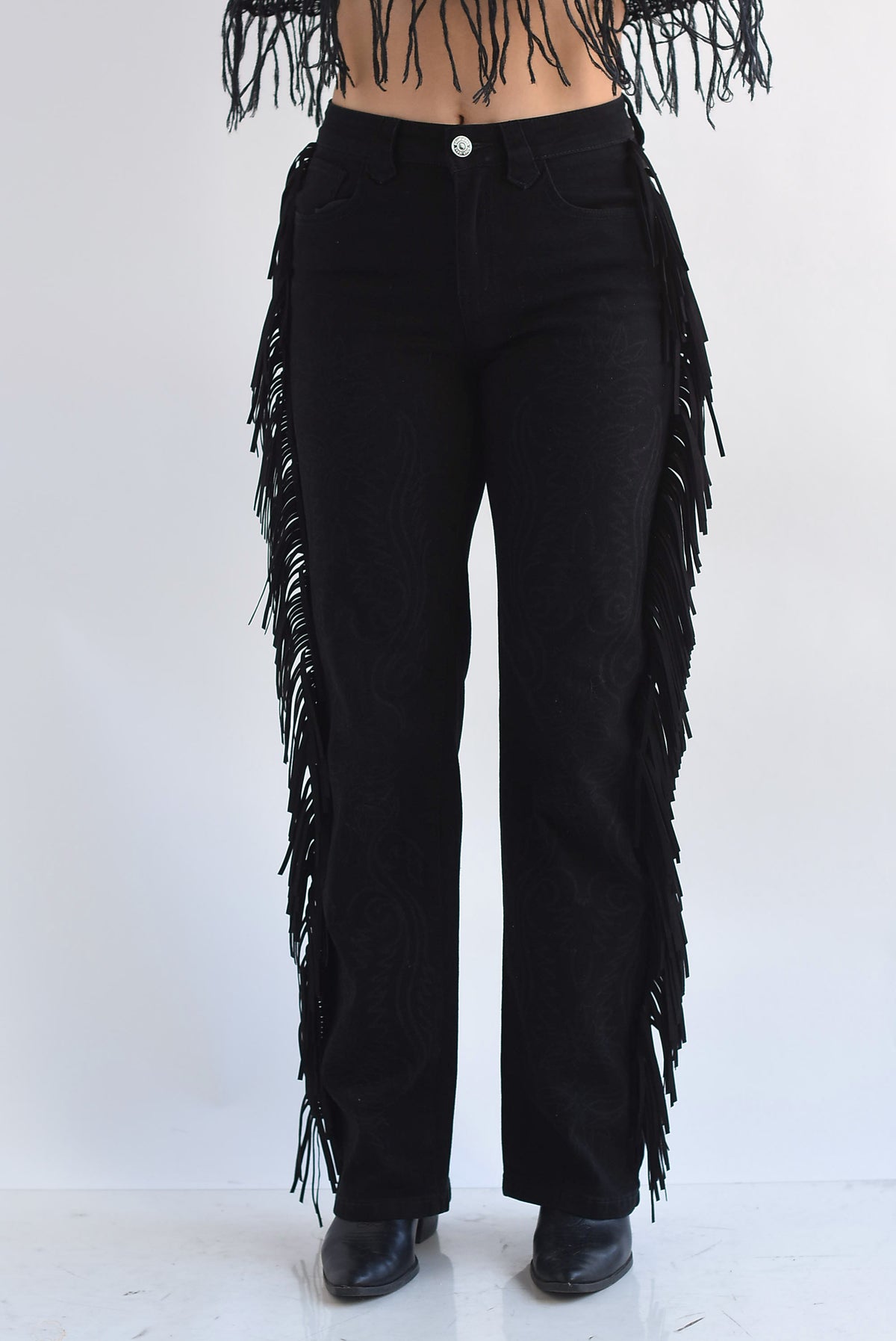 PREVENTA Jeans flecos suede