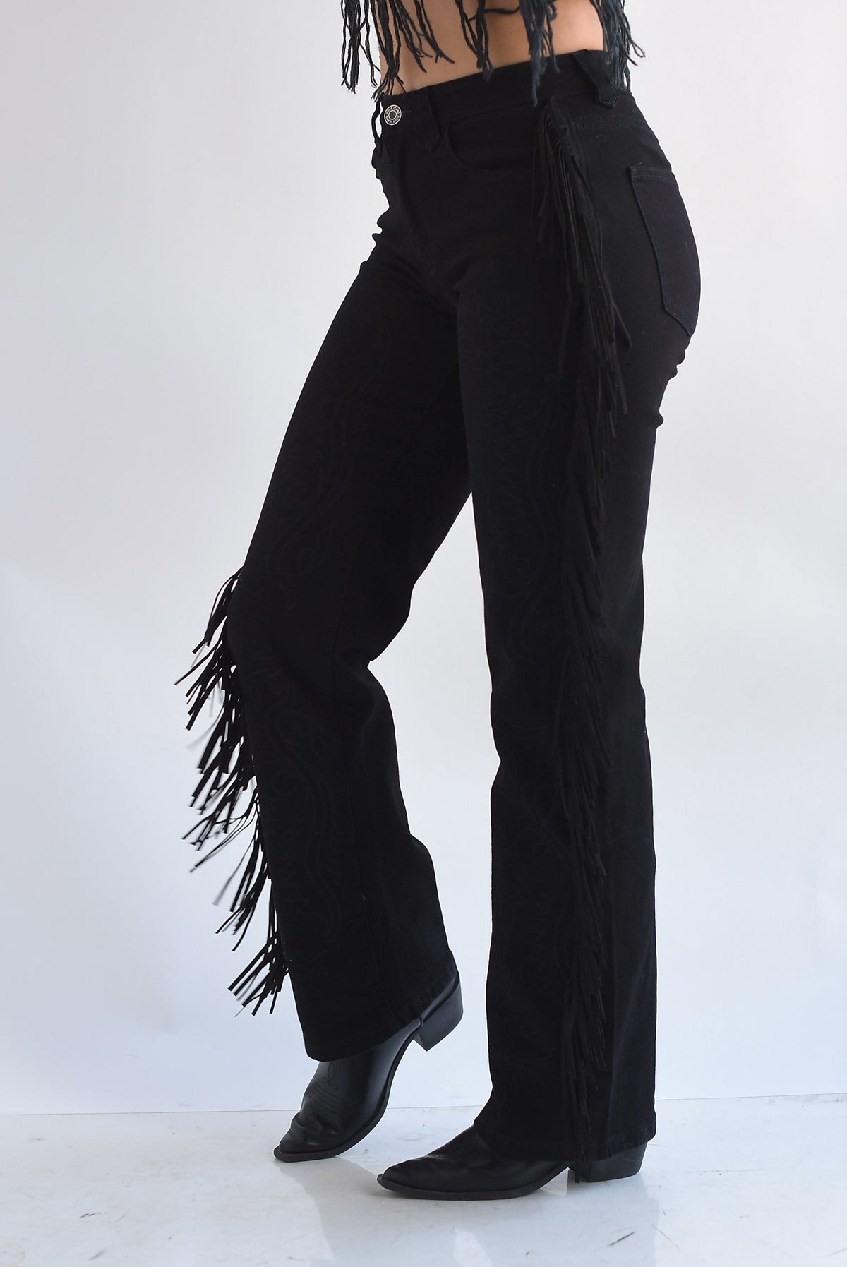 PREVENTA Jeans flecos suede