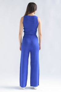 Fashion Styled Set Pantalón y Blusa punto brillos Azul Rey