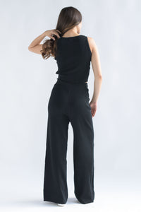 Fashion Styled Set Pantalón y Blusa punto brillos Negro