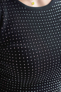 Fashion Styled Set Pantalón y Blusa punto brillos Negro