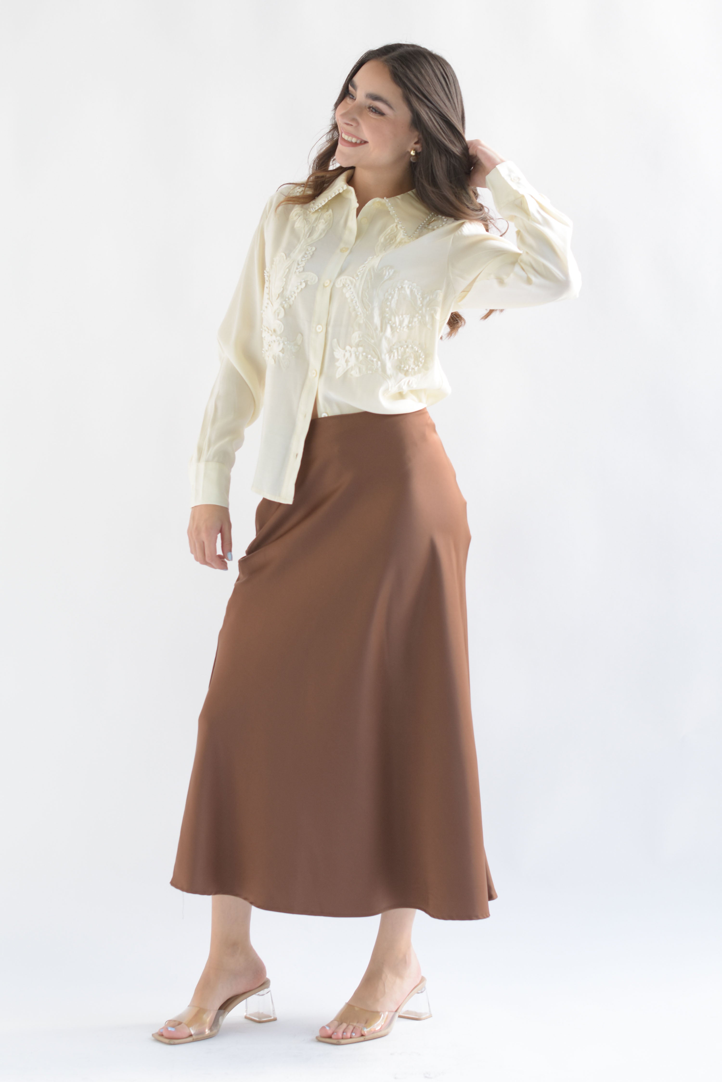 Falda lencera corte A Espresso