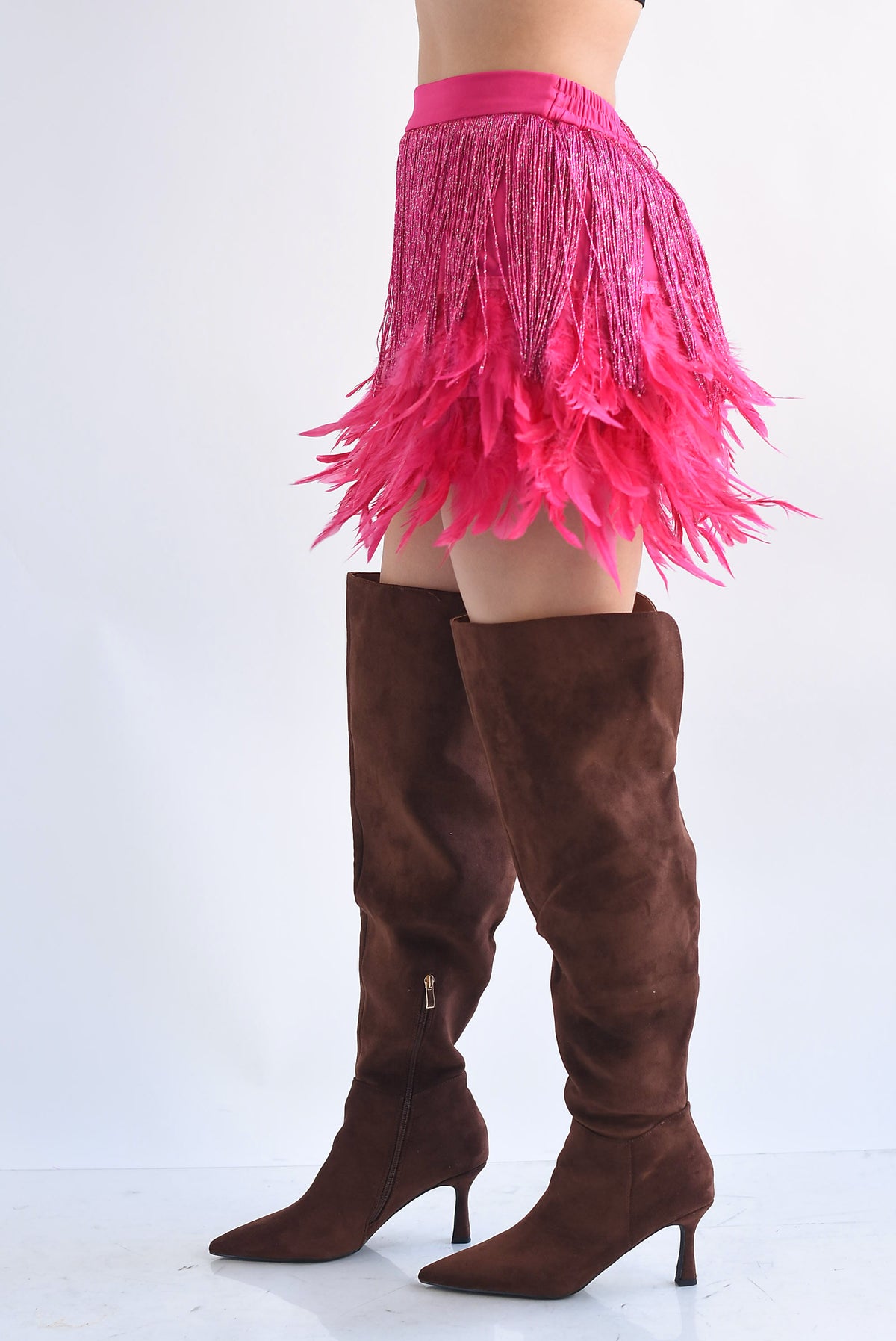 Mini falda con flecos y plumas Fiusha