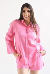 Fashion Styled Set Short y Camisa tipo lino Rosa Chicle