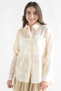 Fashion Styled Blusa gasa bordada Ivory