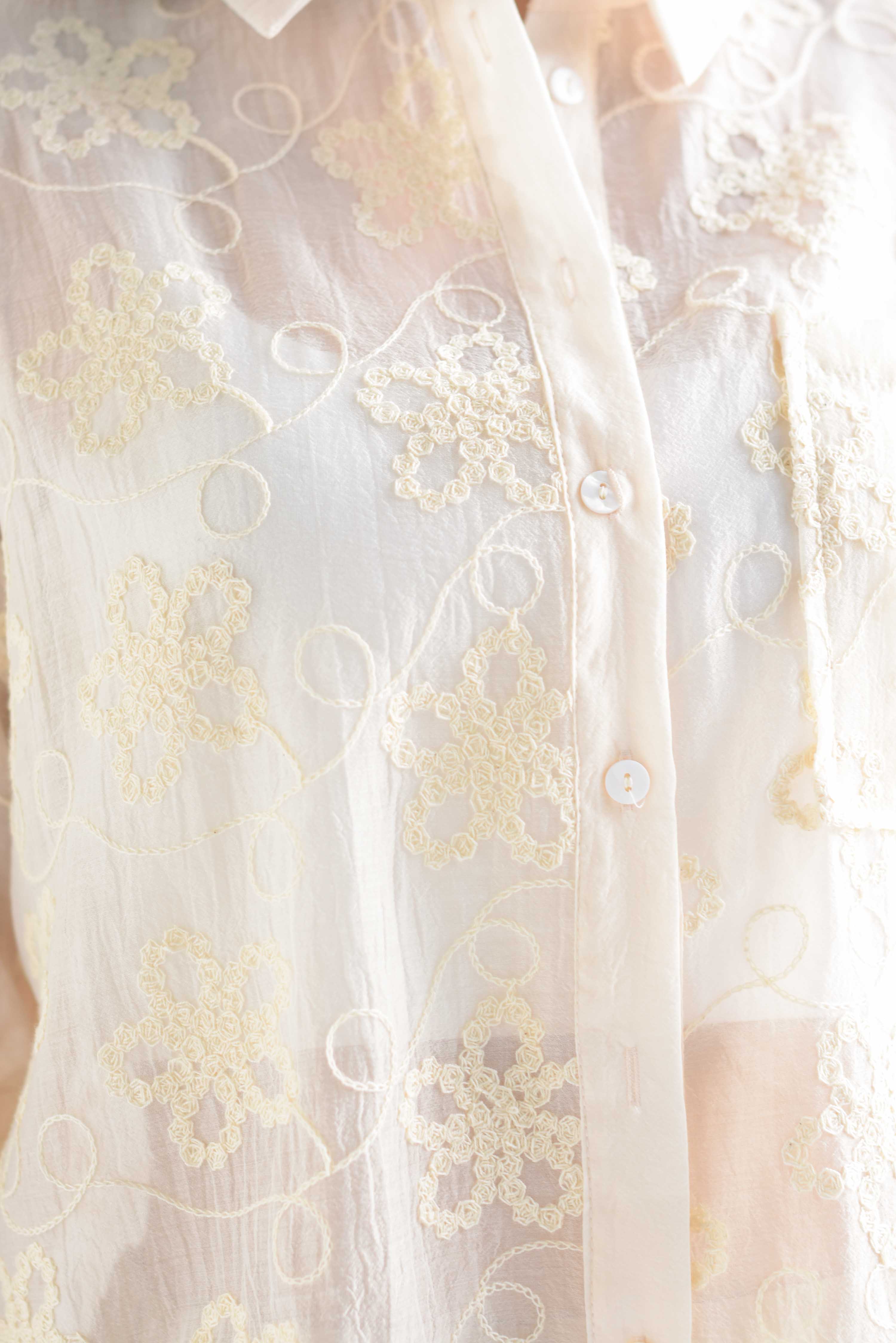 Blusa gasa bordada Ivory