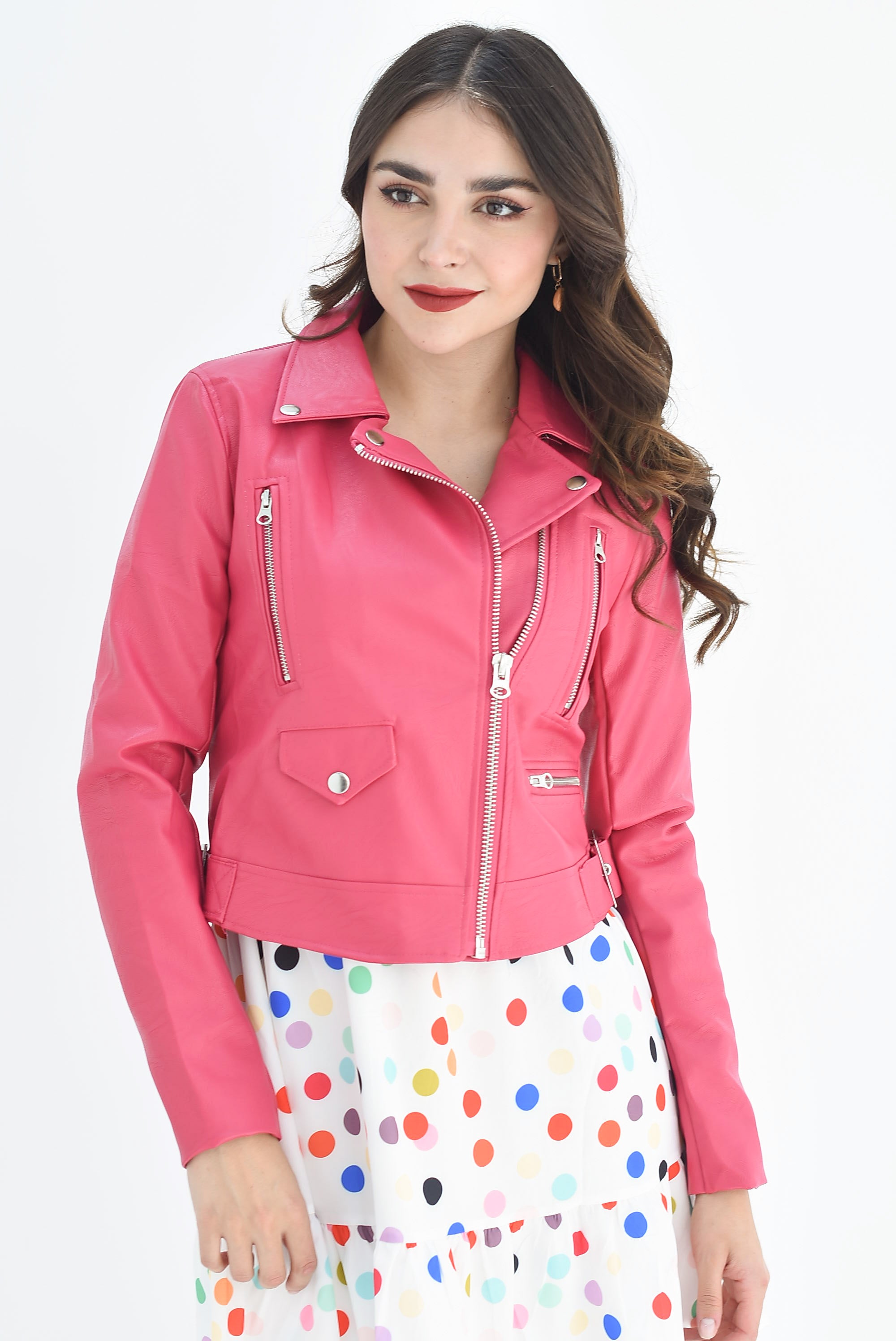 Chamarra Biker Vinipiel Fiusha