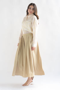 Fashion Styled Falda vuelo satinada pinzas Beige