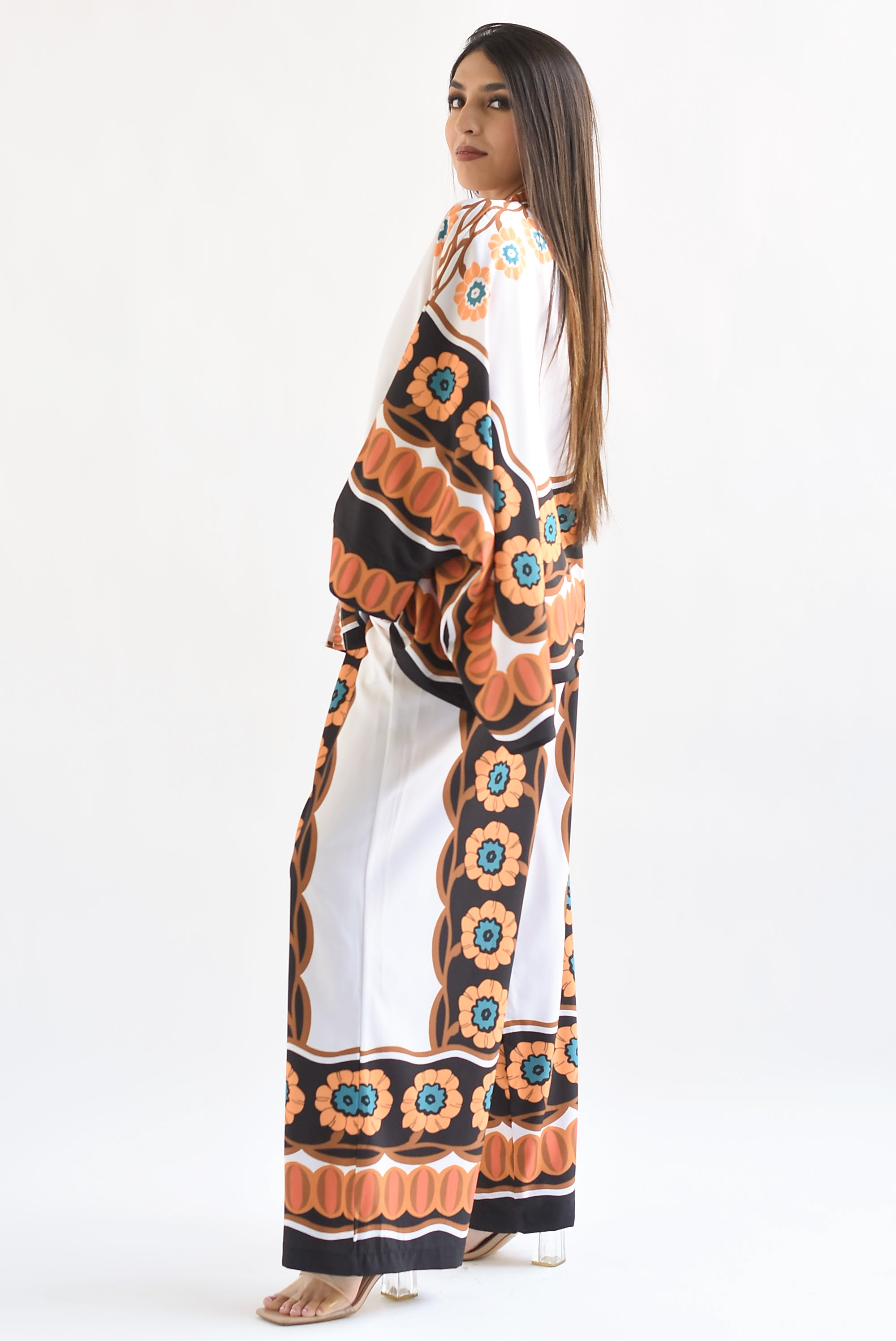 Set Pantalón y Blusa manga vampiro Flores