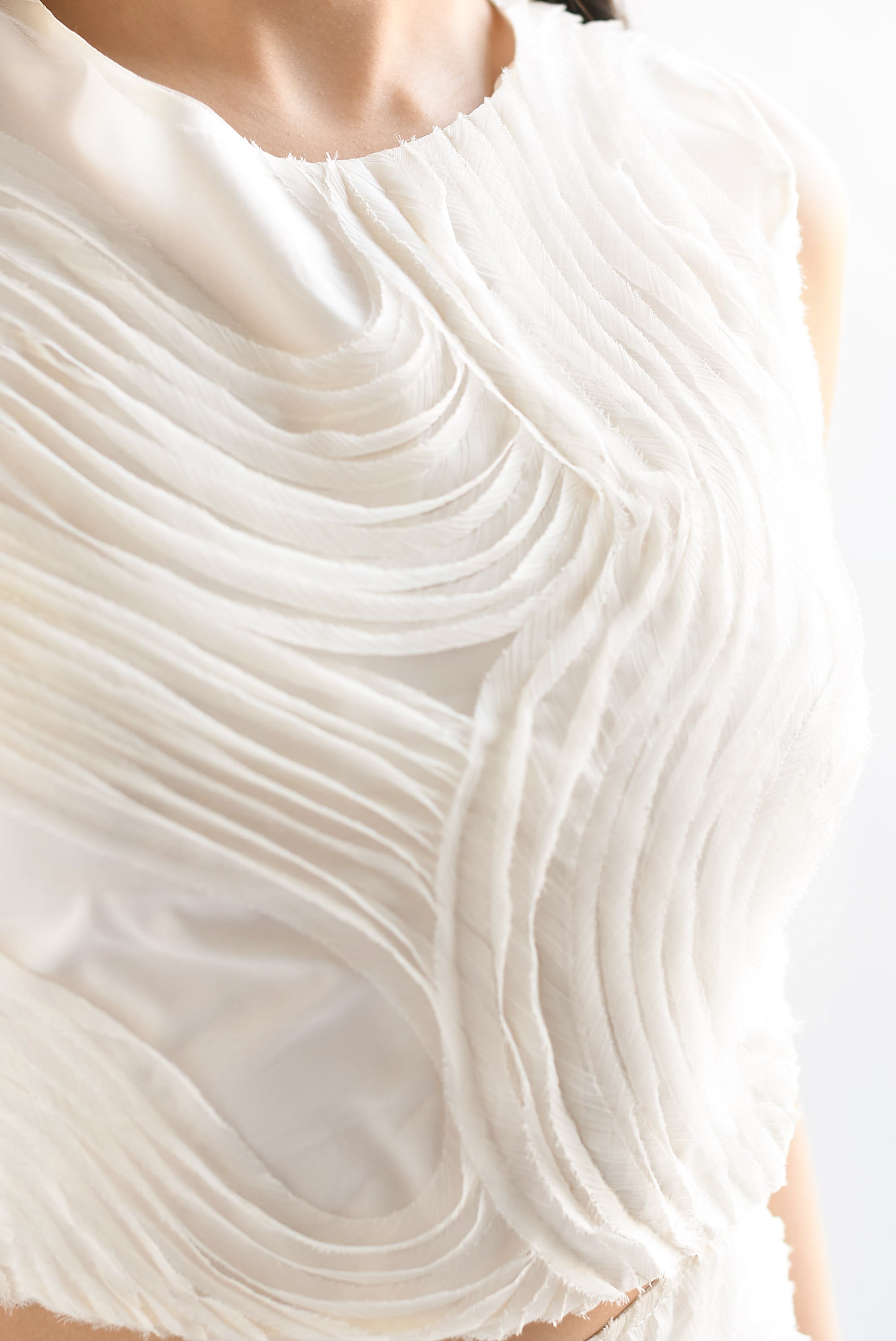 Set Falda y Blusa mesh olas Ivory