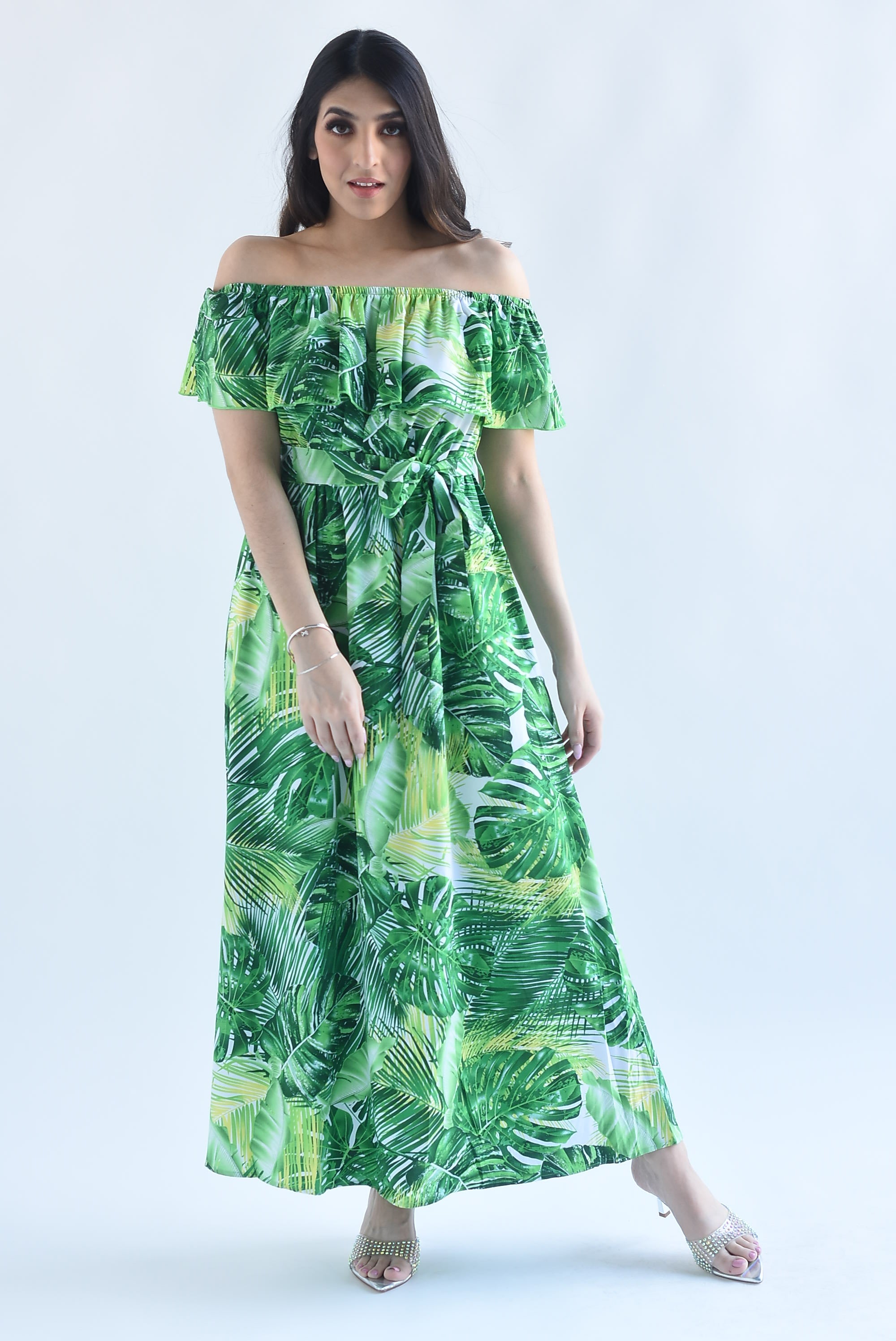 Vestido off-shoulders Tropical