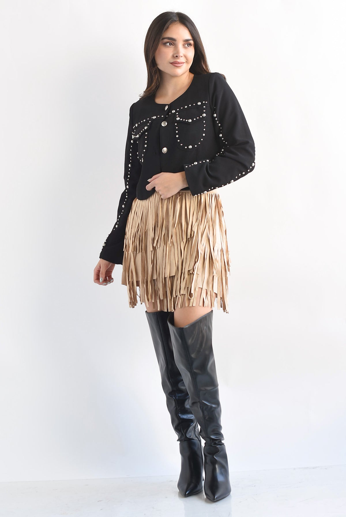 Falda envolvente suede flecos Arena