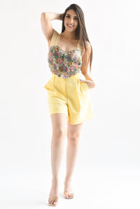 Fashion Styled Short largo pinzas Amarillo