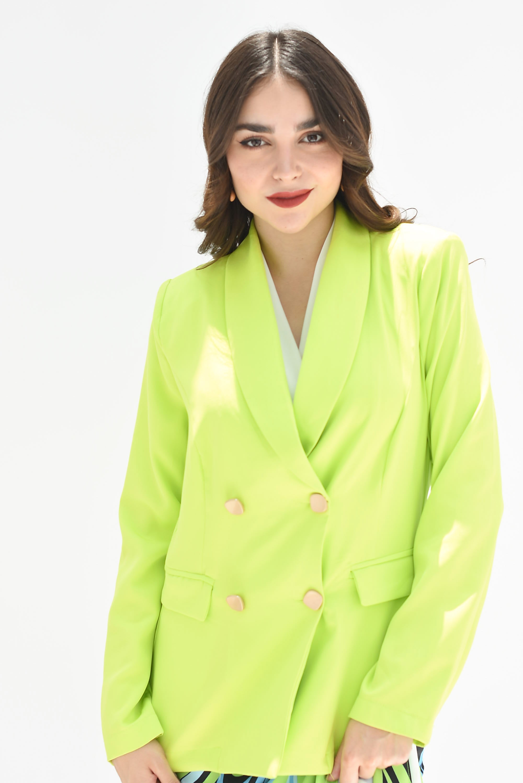 Blazer botones dorados cruzados Lime