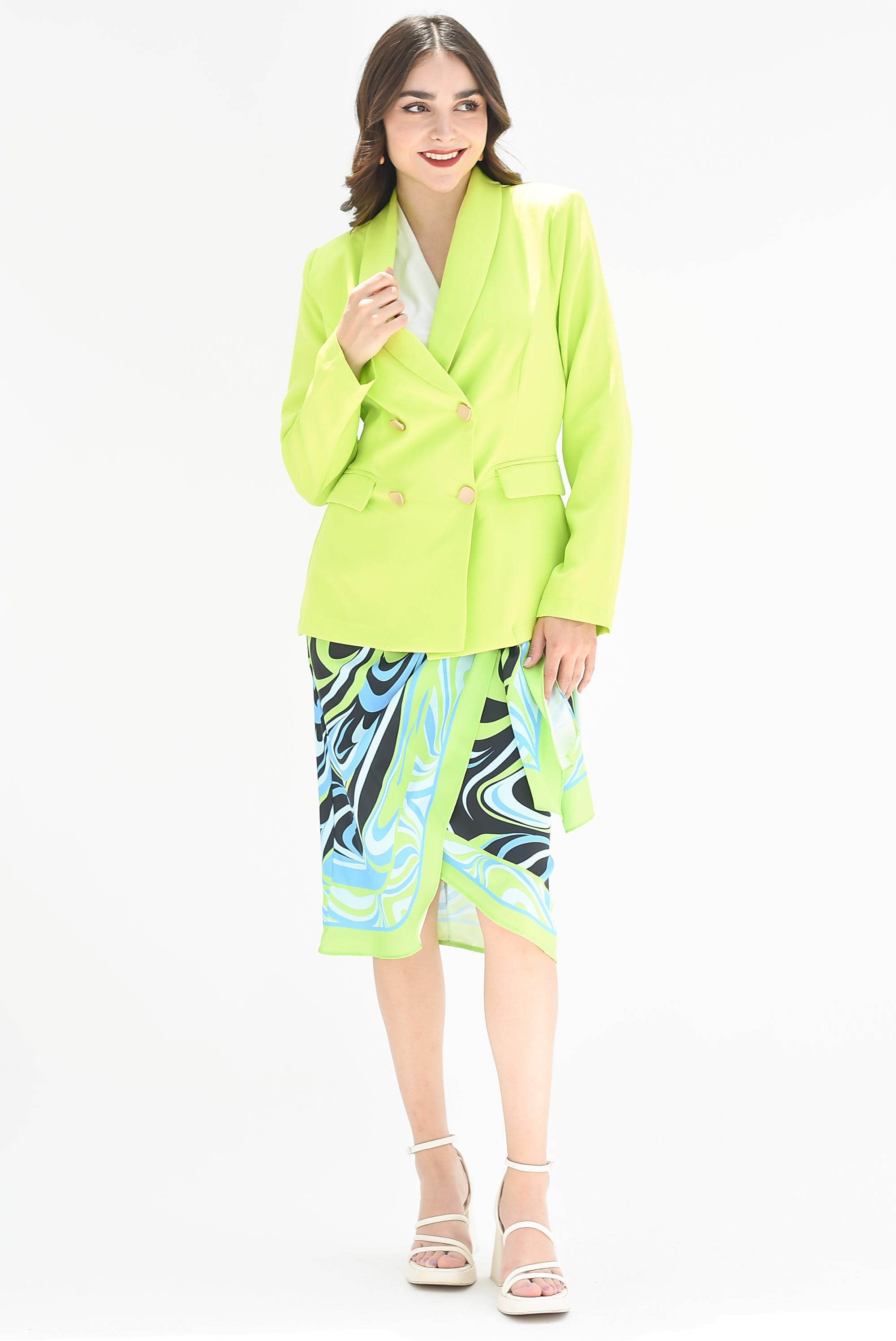 Blazer botones dorados cruzados Lime