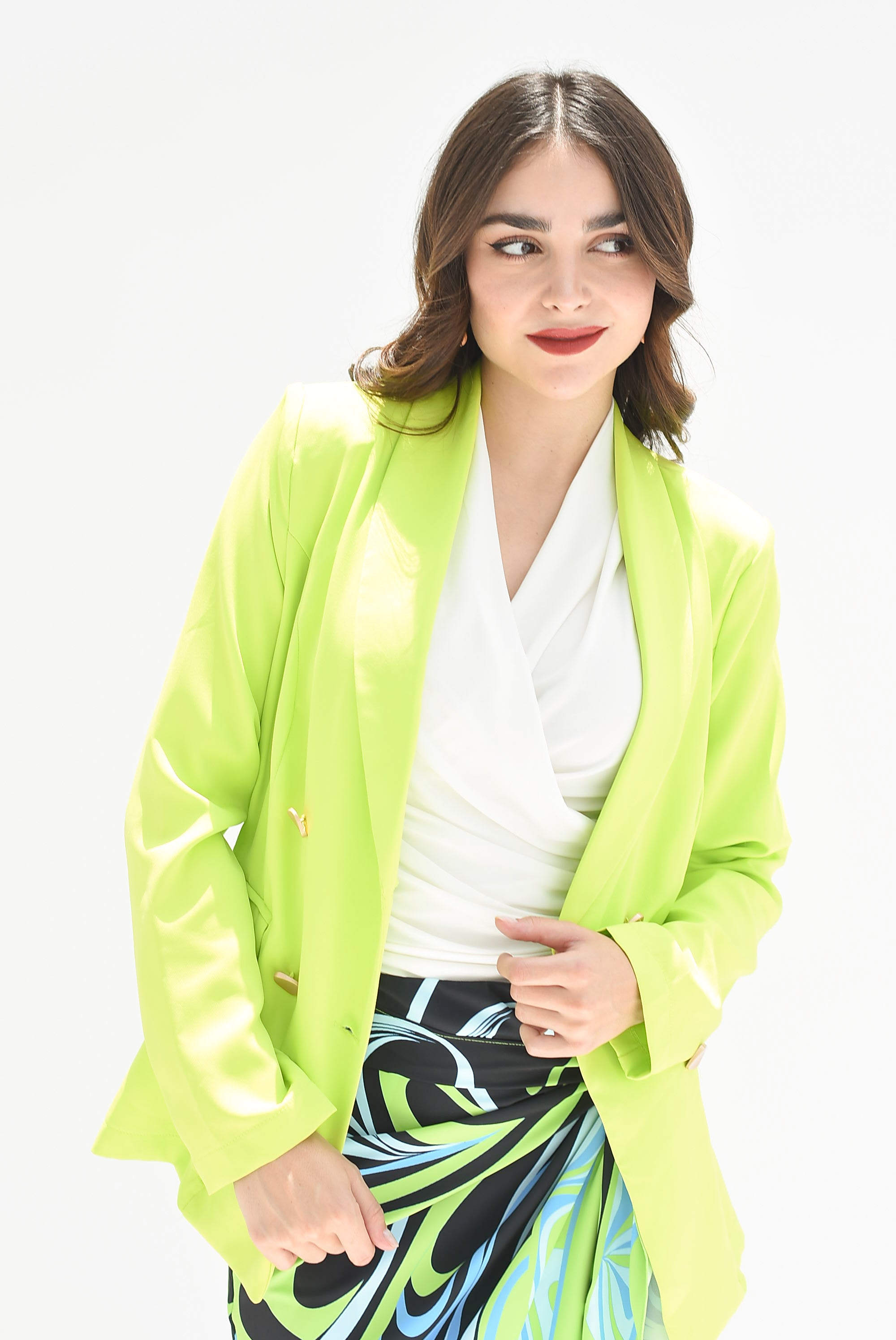 Blazer botones dorados cruzados Lime