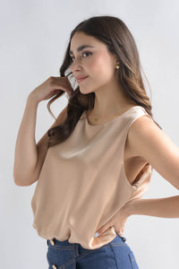 Fashion Styled Blusa globo satín Nude