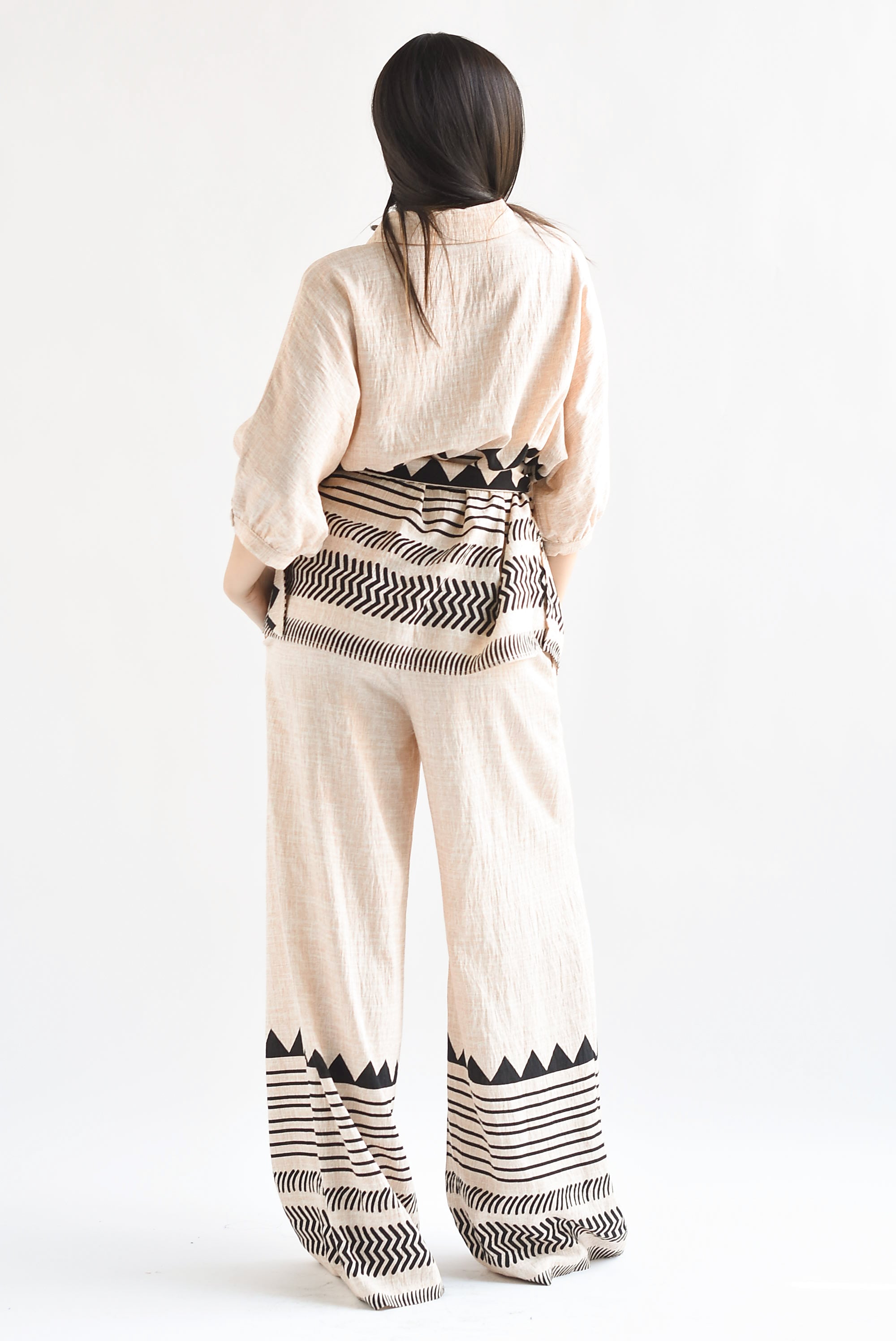 Set Pantalón y Blusa tribal Crudo