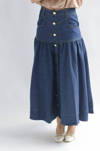 Fashion Styled Falda pretina larga Denim dark