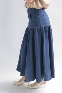 Fashion Styled Falda pretina larga Denim dark