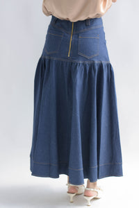 Fashion Styled Falda pretina larga Denim dark