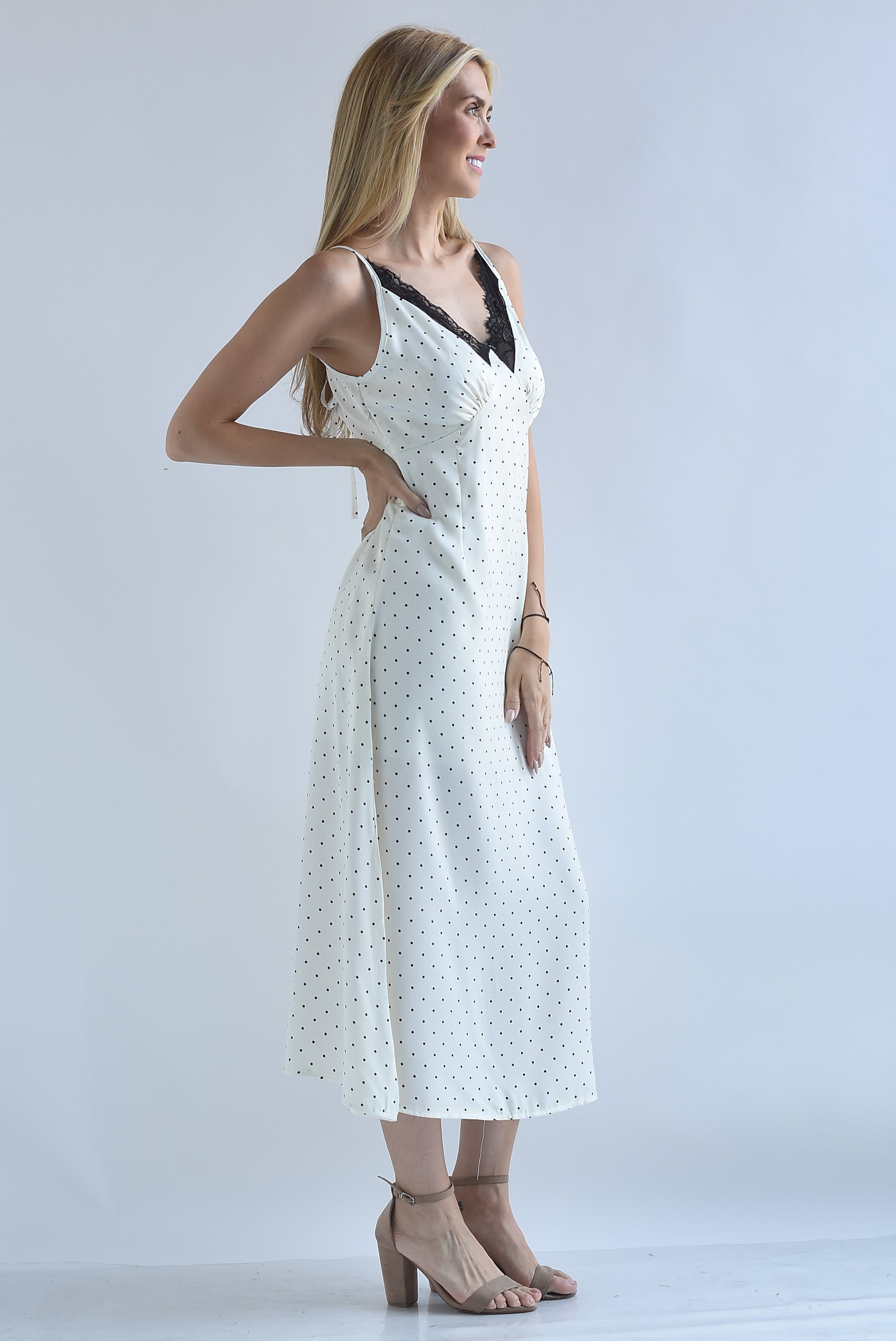 Vestido lencero polka dots encaje
