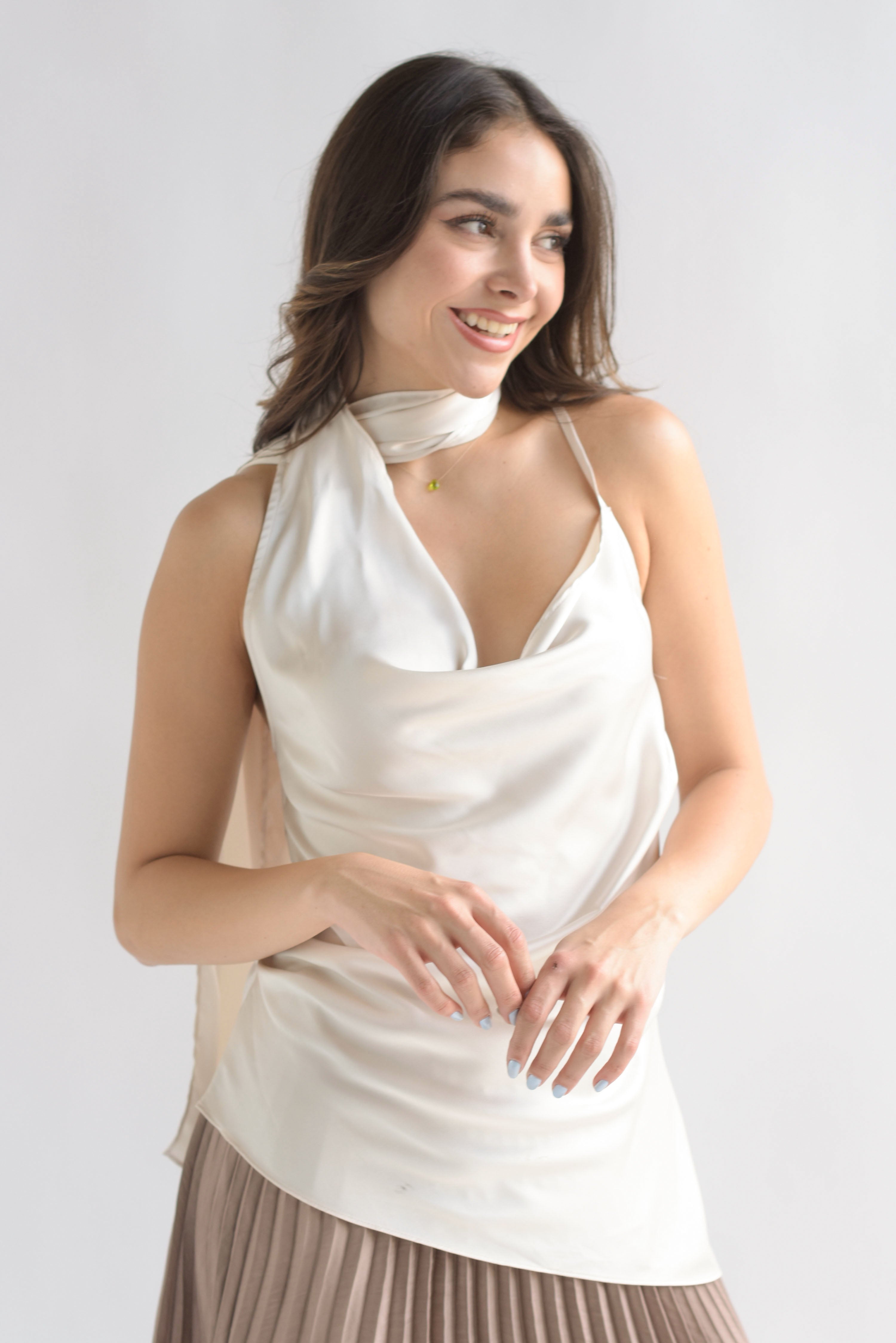 Blusa lencera hombro cauda Ivory