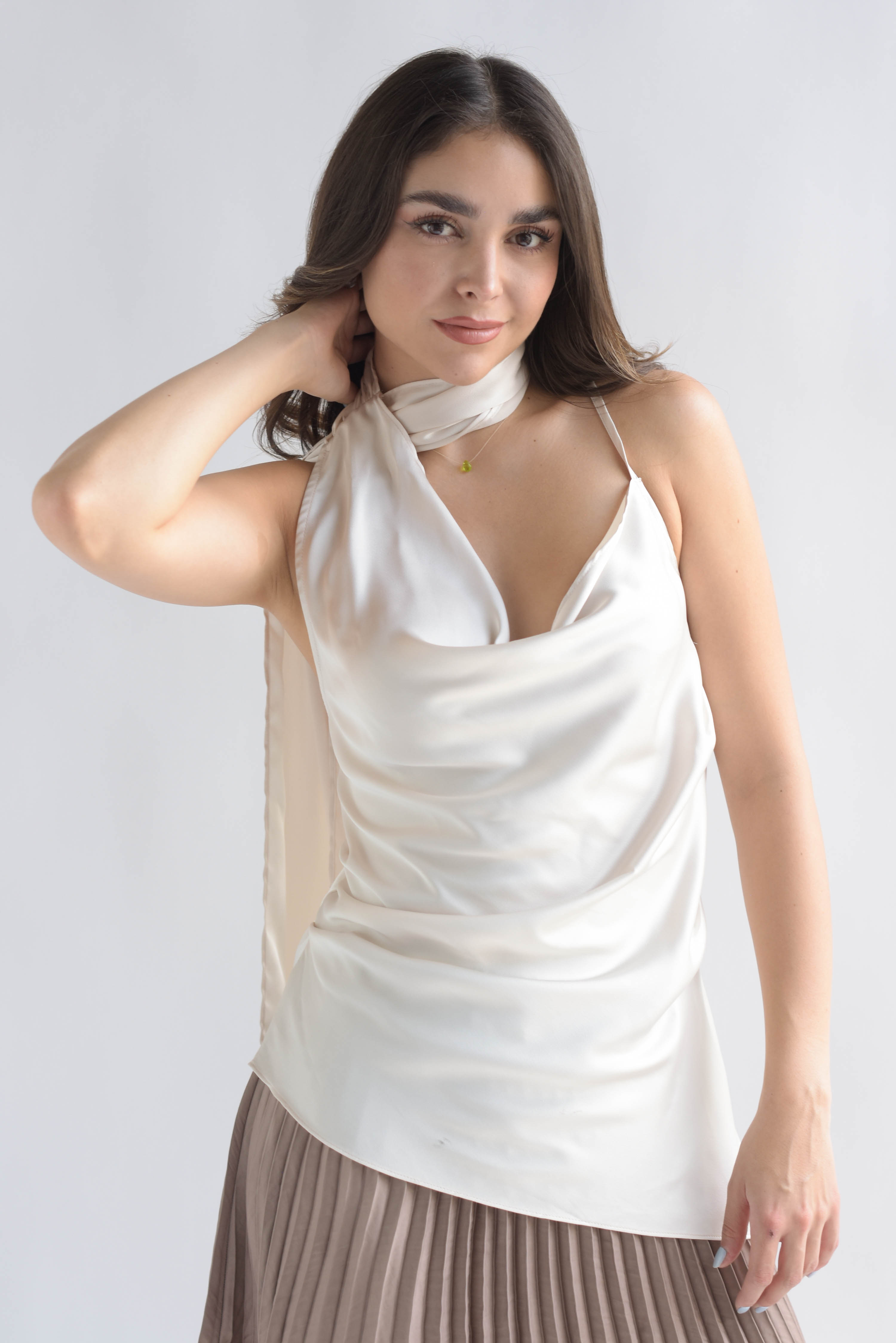 Blusa lencera hombro cauda Ivory