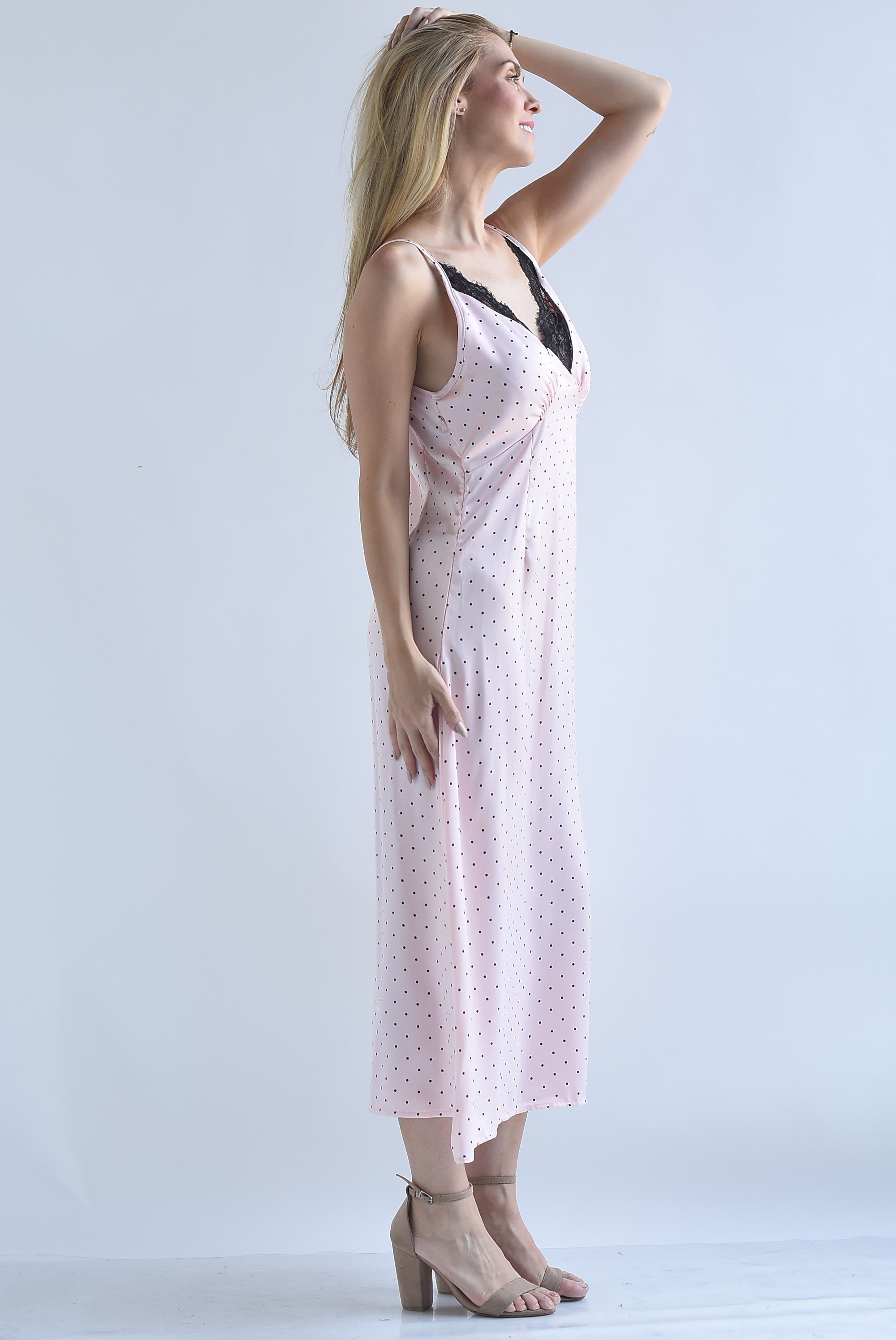 Vestido lencero polka dots encaje