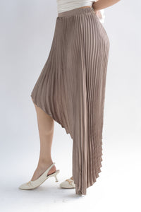 Fashion Styled Falda plisada satín asimétrica Moka