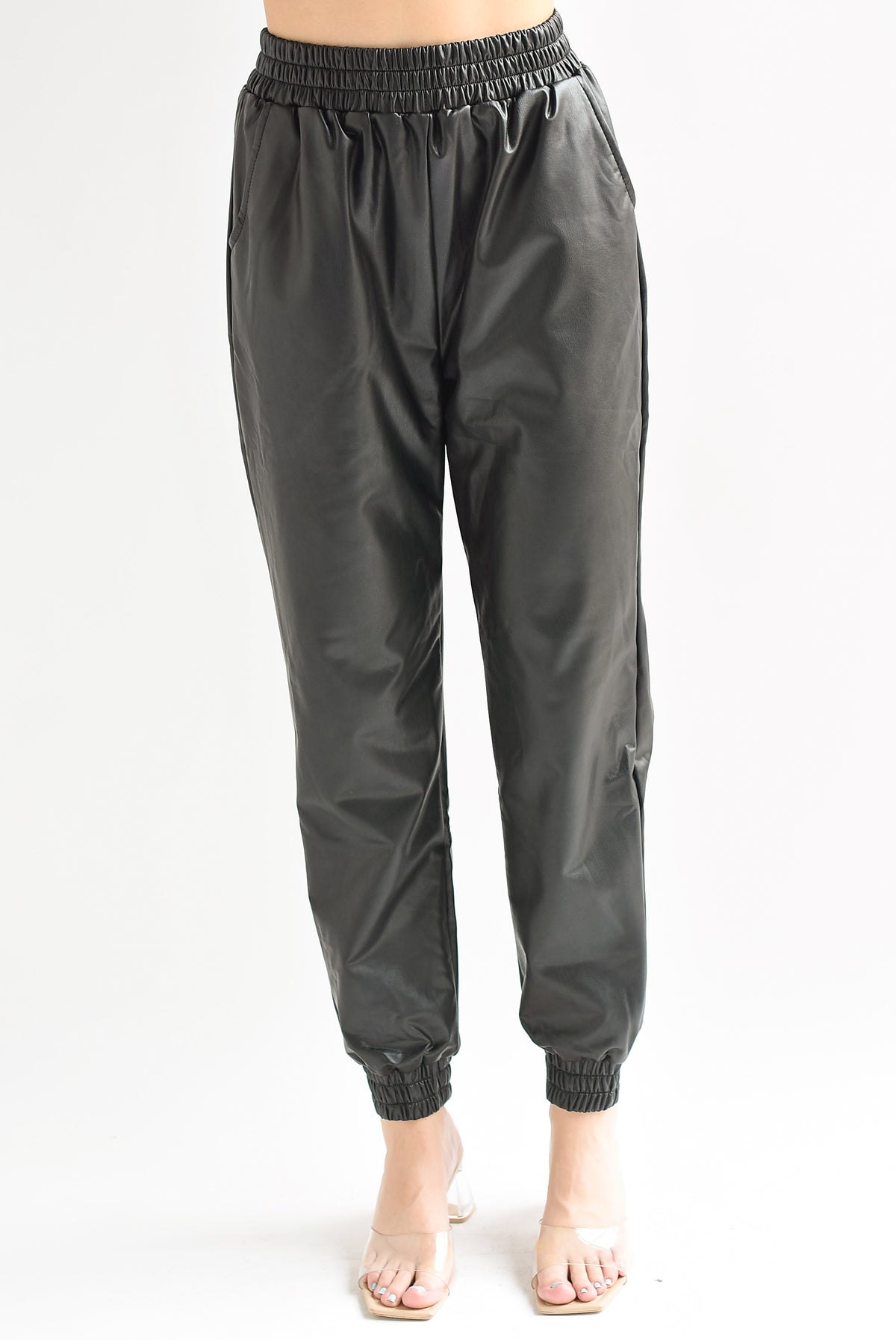 Jogger vinipiel pretina elástica Negro