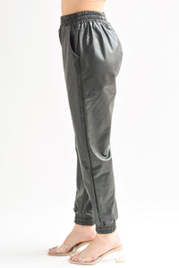 Fashion Styled Jogger vinipiel pretina elástica Negro