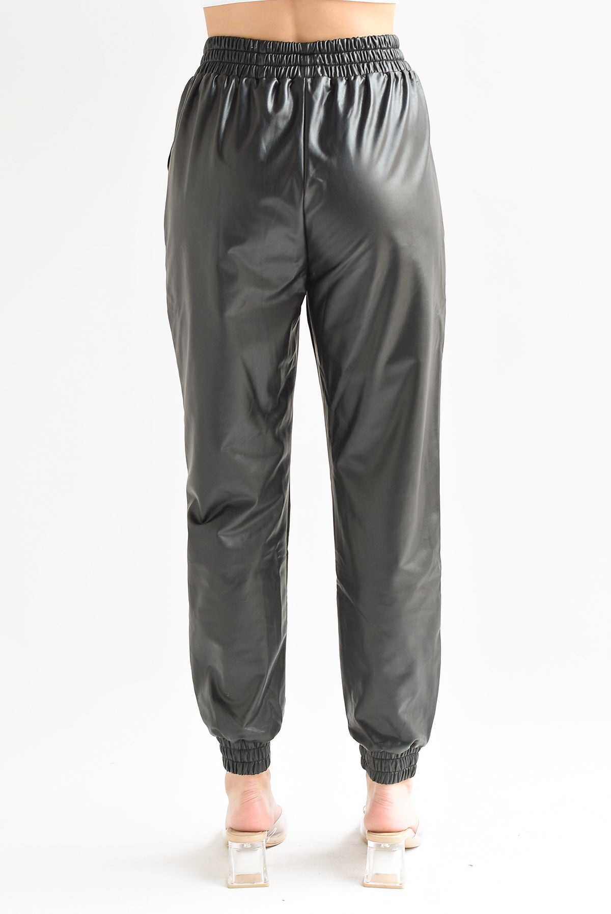Jogger vinipiel pretina elástica Negro