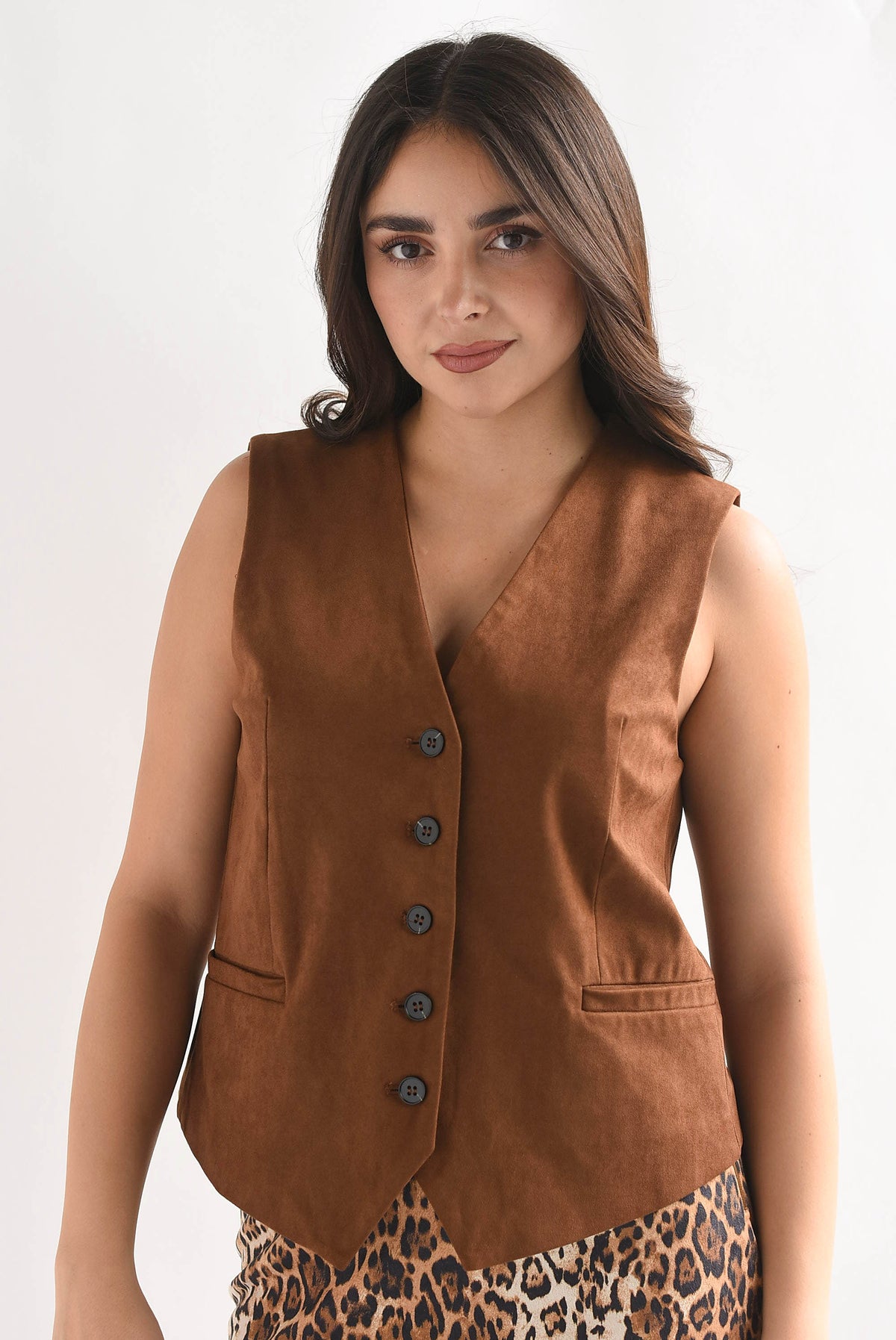 Chaleco sastre suede Café