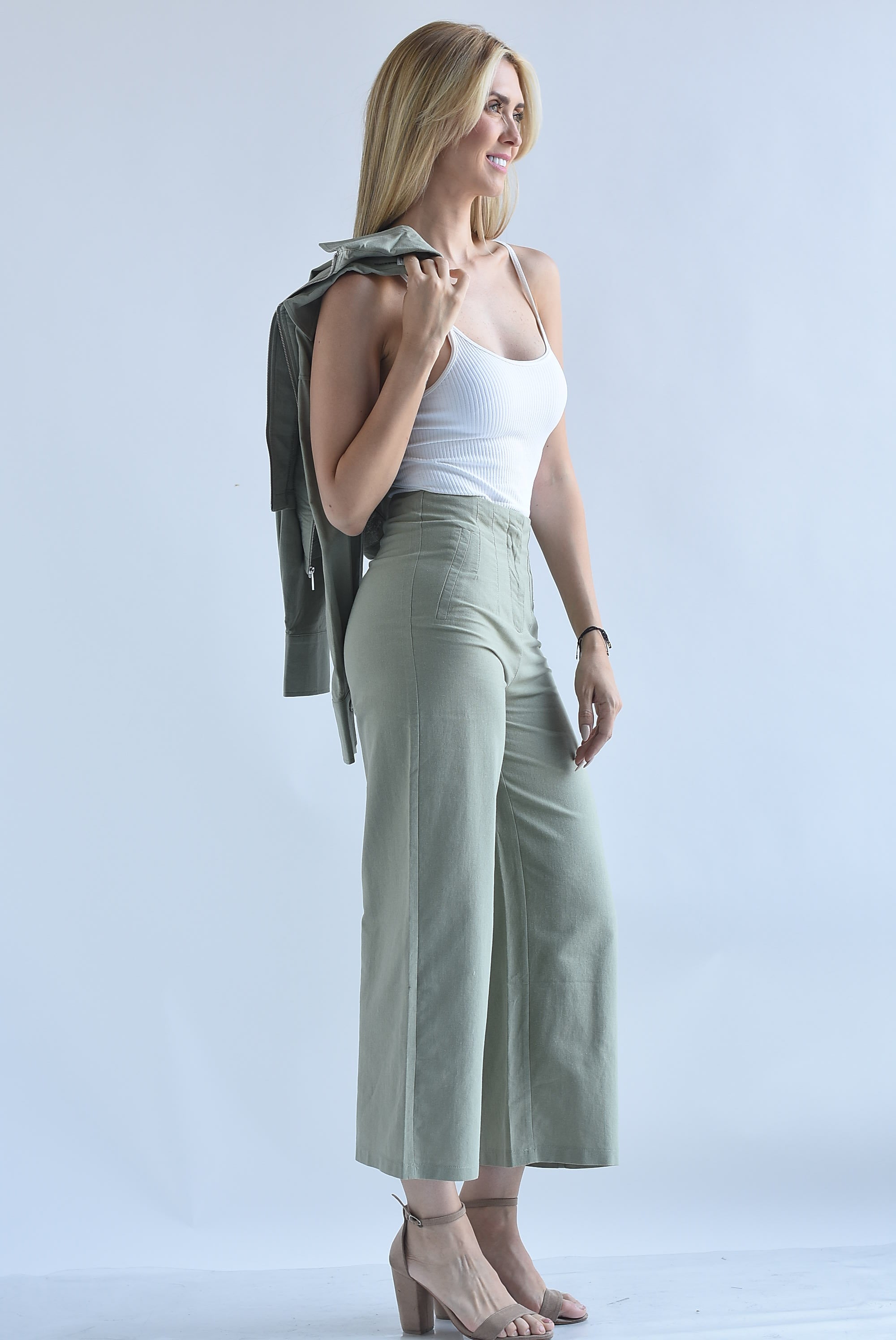 Set Pantalón pinzas y Chamarra cargo lino