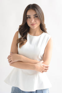 Fashion Styled Blusa peplum pinzas Blanco