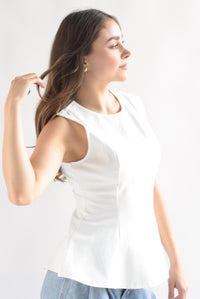 Fashion Styled Blusa peplum pinzas Blanco