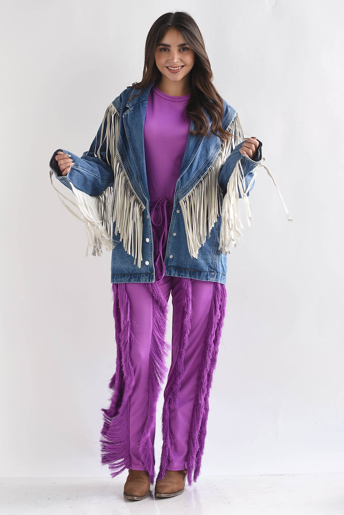 Blazer Denim flecos vinipiel
