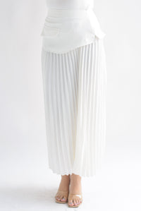 Fashion Styled Falda plisada pretina removible Blanca