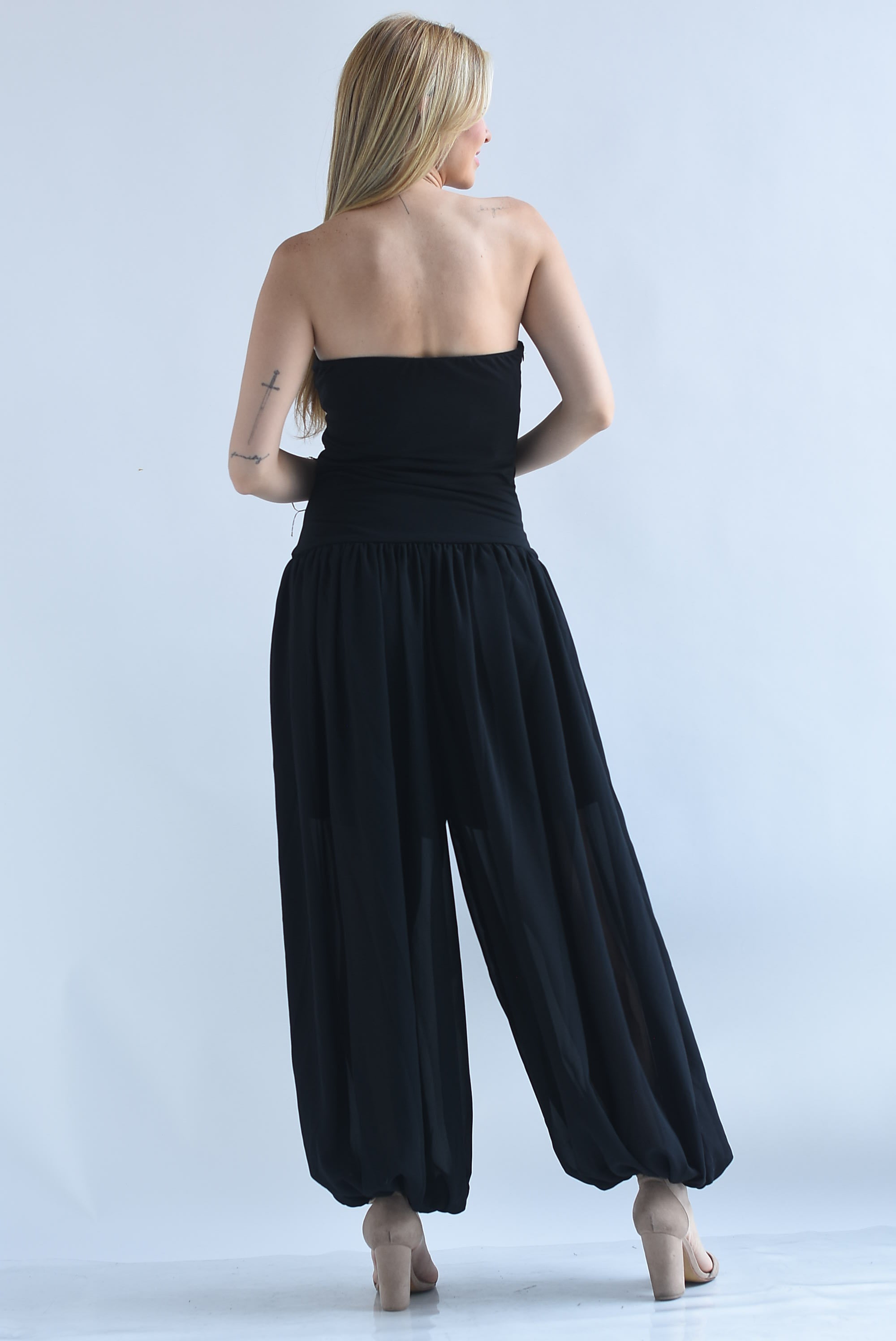 Jumpsuit strapless globo gasa