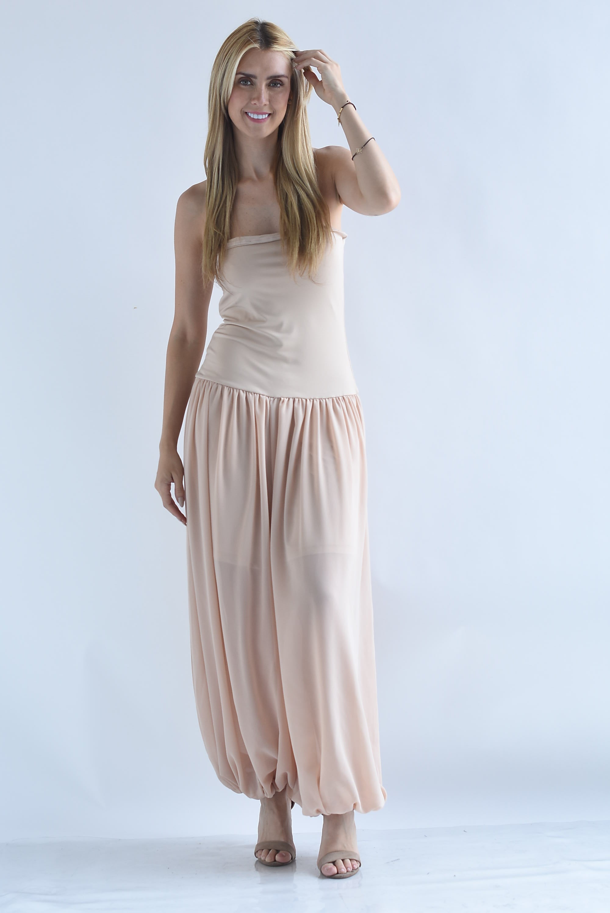 Jumpsuit strapless globo gasa