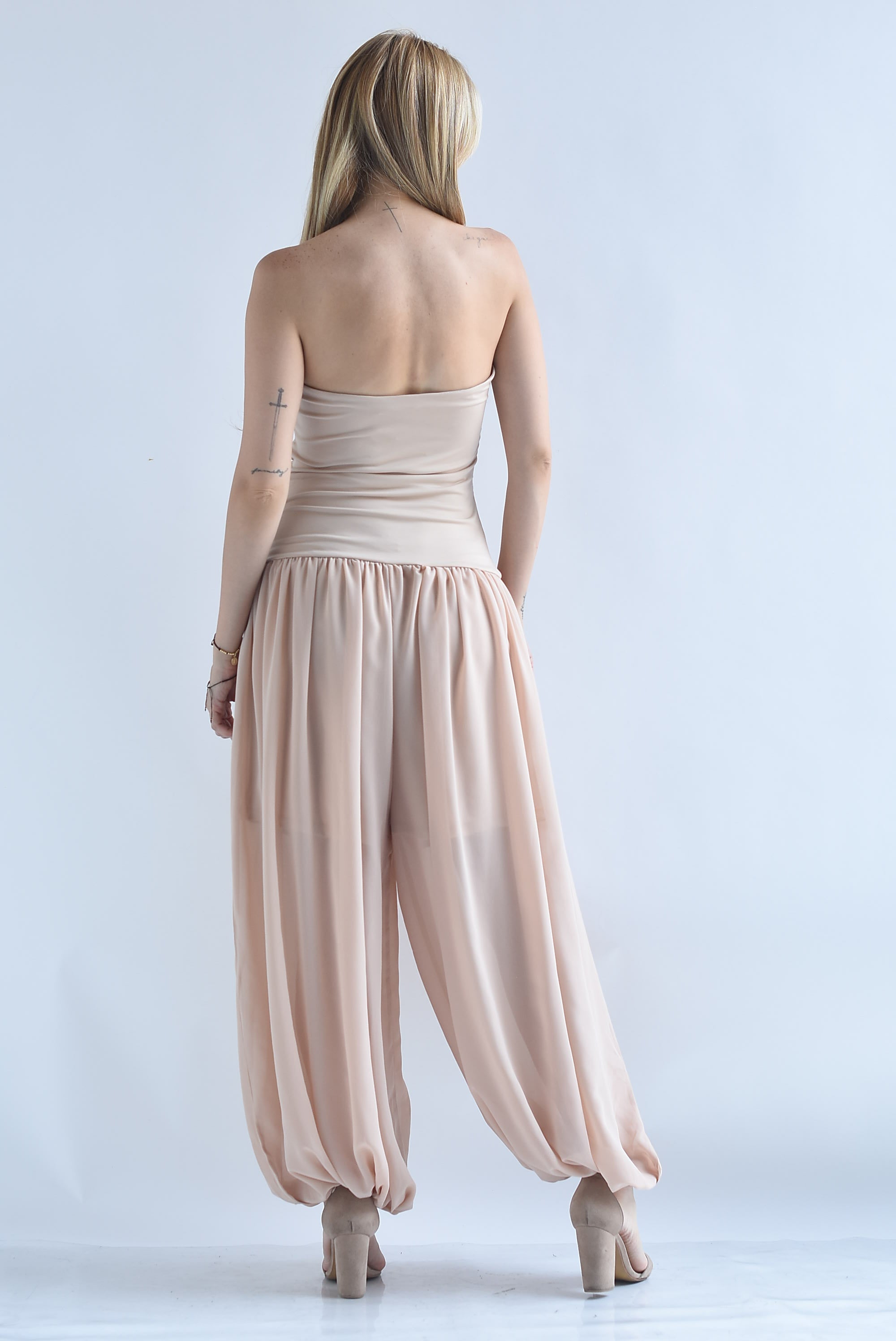 Jumpsuit strapless globo gasa
