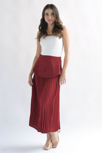 Fashion Styled Falda plisada pretina removible Rojo Cereza