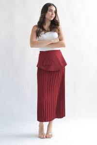 Fashion Styled Falda plisada pretina removible Rojo Cereza
