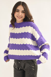 Fashion Styled Sweater ondas Morado con Ivory