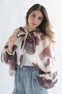 Fashion Styled Mangas globo gasa Cow