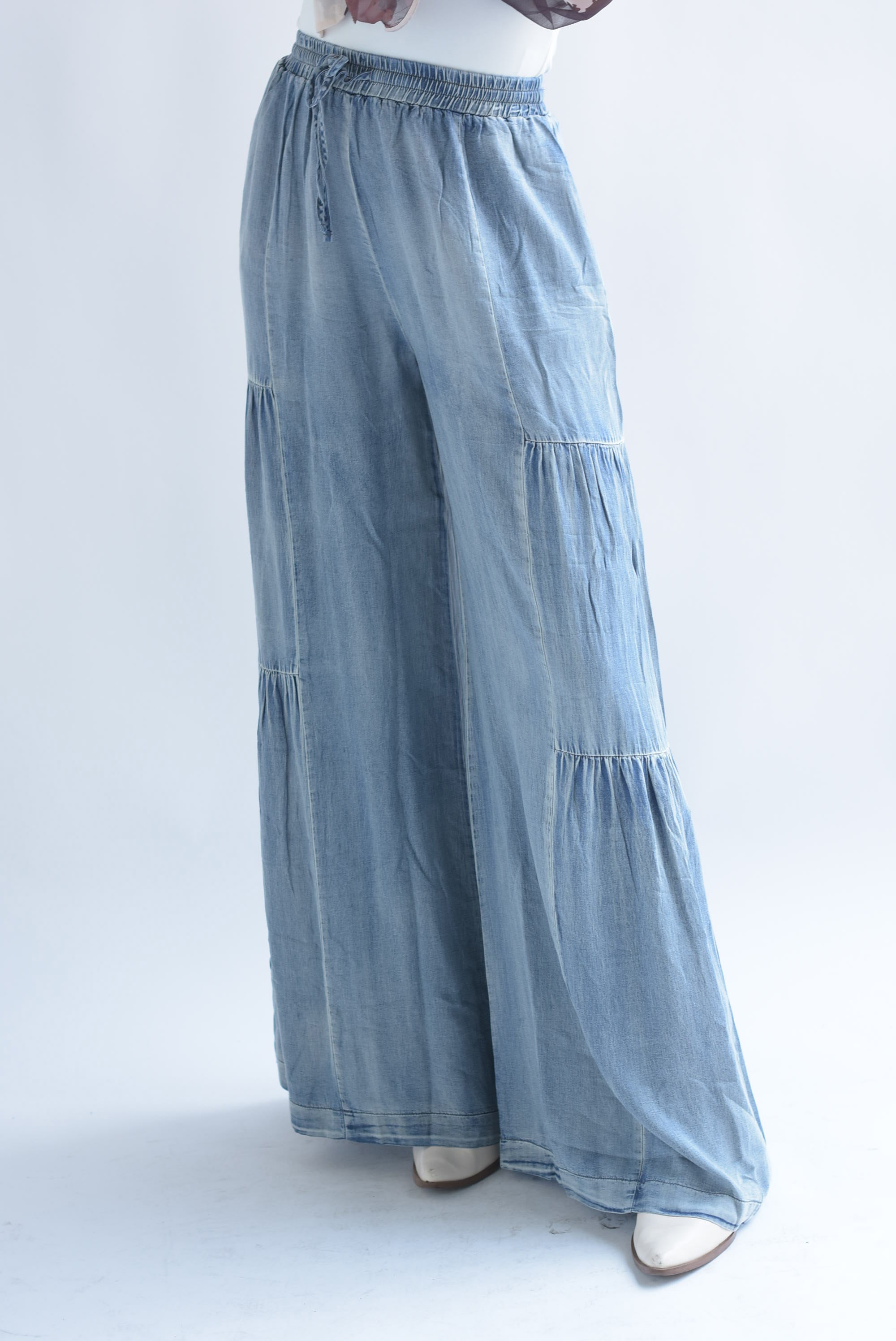 Pantalón boho acid wash tipo Denim